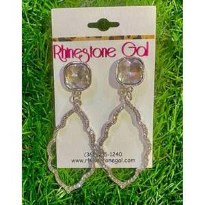 NEW MIMI WHOLESALE women's clear crystal rhinestone drop earrings in silver